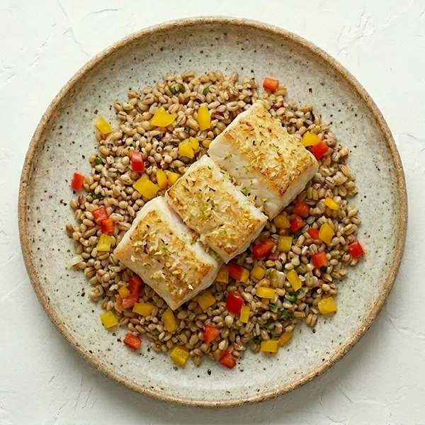 Coconut Lime Baked Fish With Peppered Barley